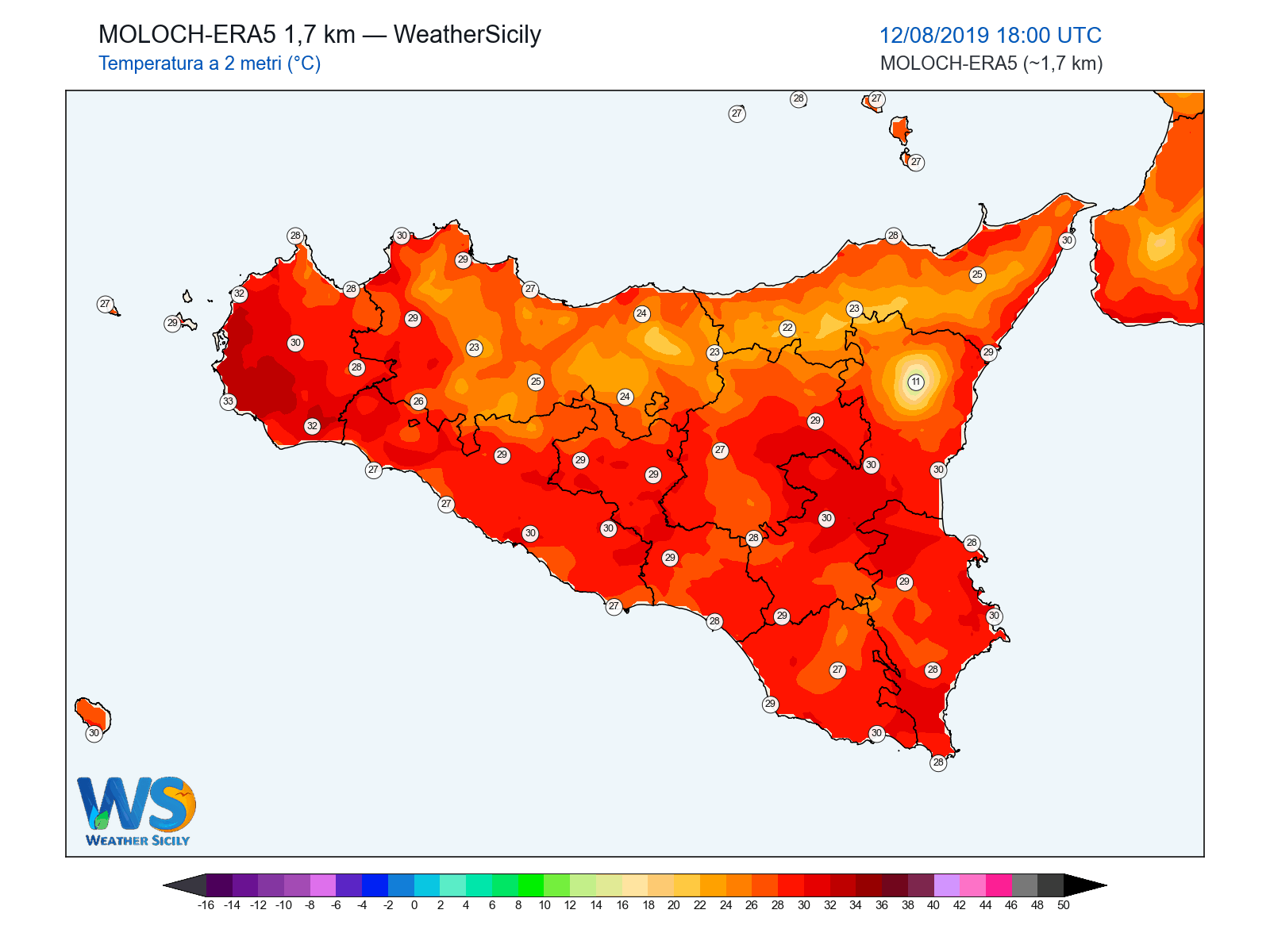 Temperatura a 2 metri · 2019081218