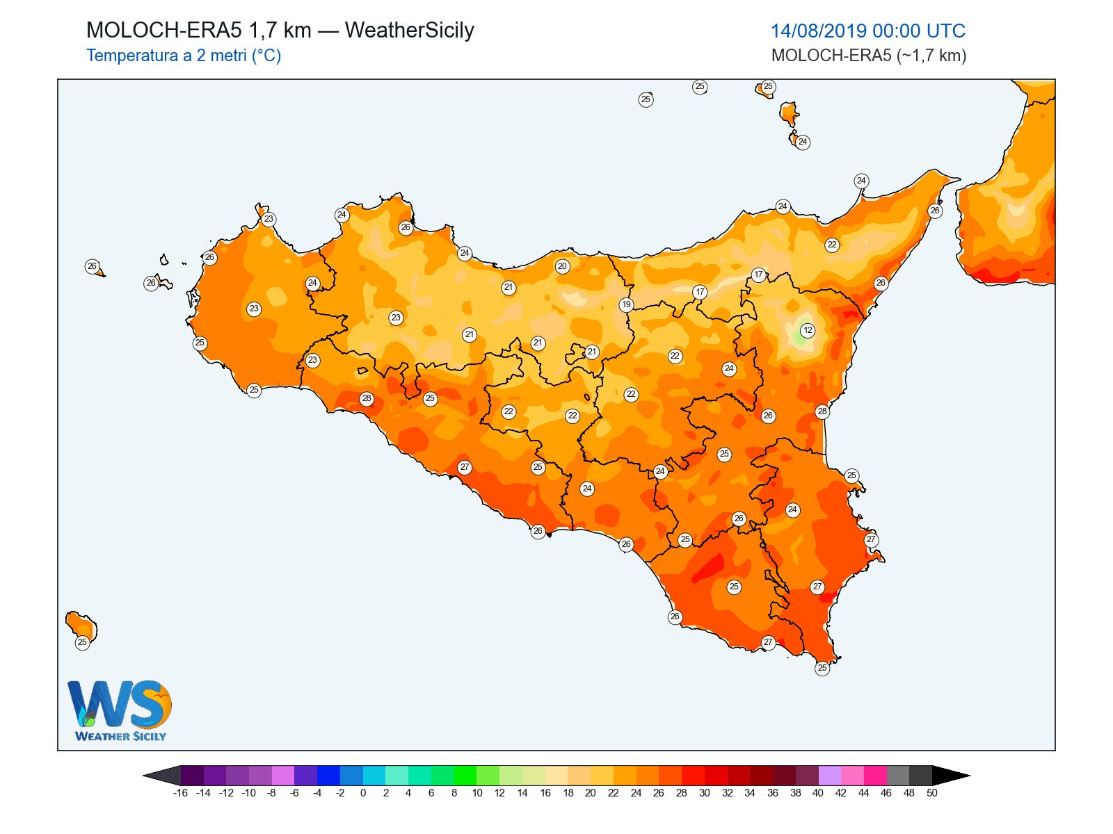 Temperatura a 2 metri · 2019081400