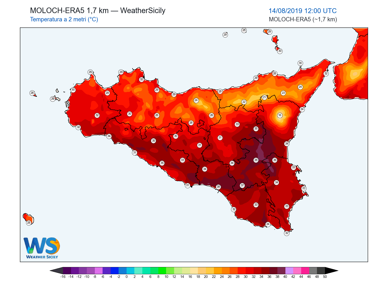 Temperatura a 2 metri · 2019081412