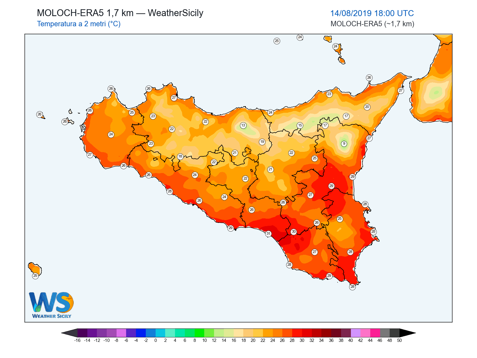 Temperatura a 2 metri · 2019081418