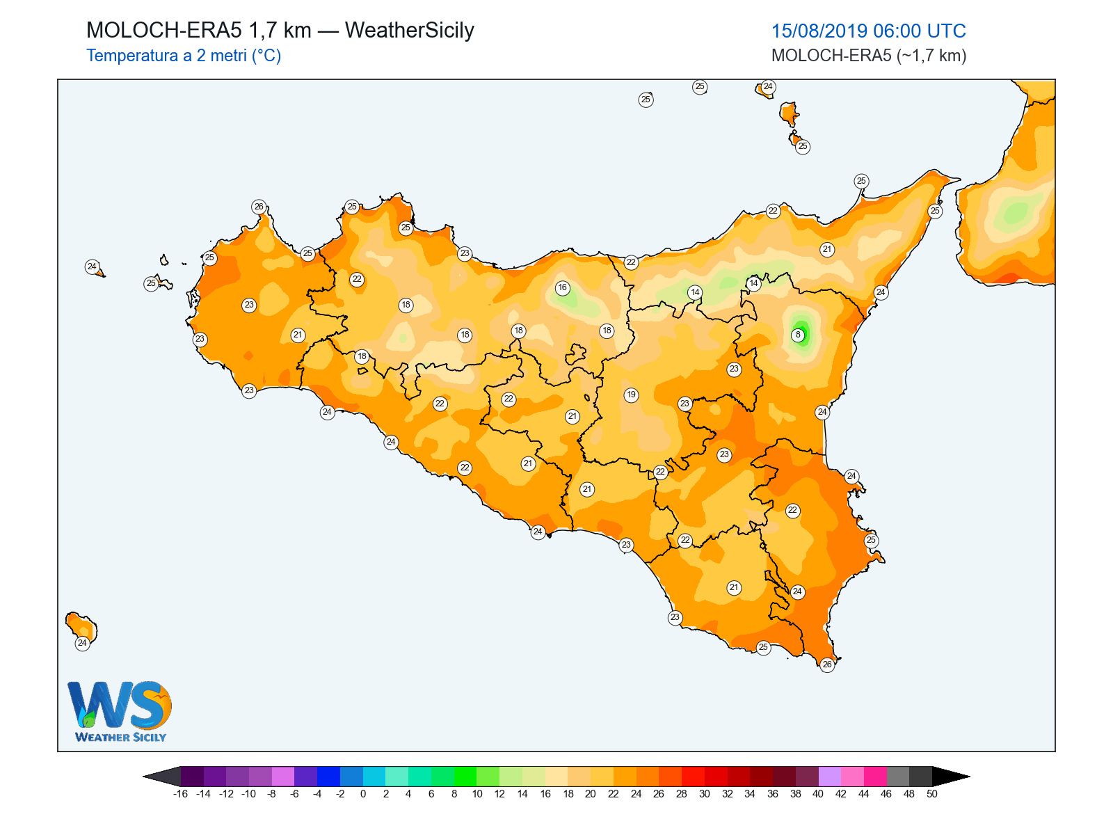 Temperatura a 2 metri · 2019081506