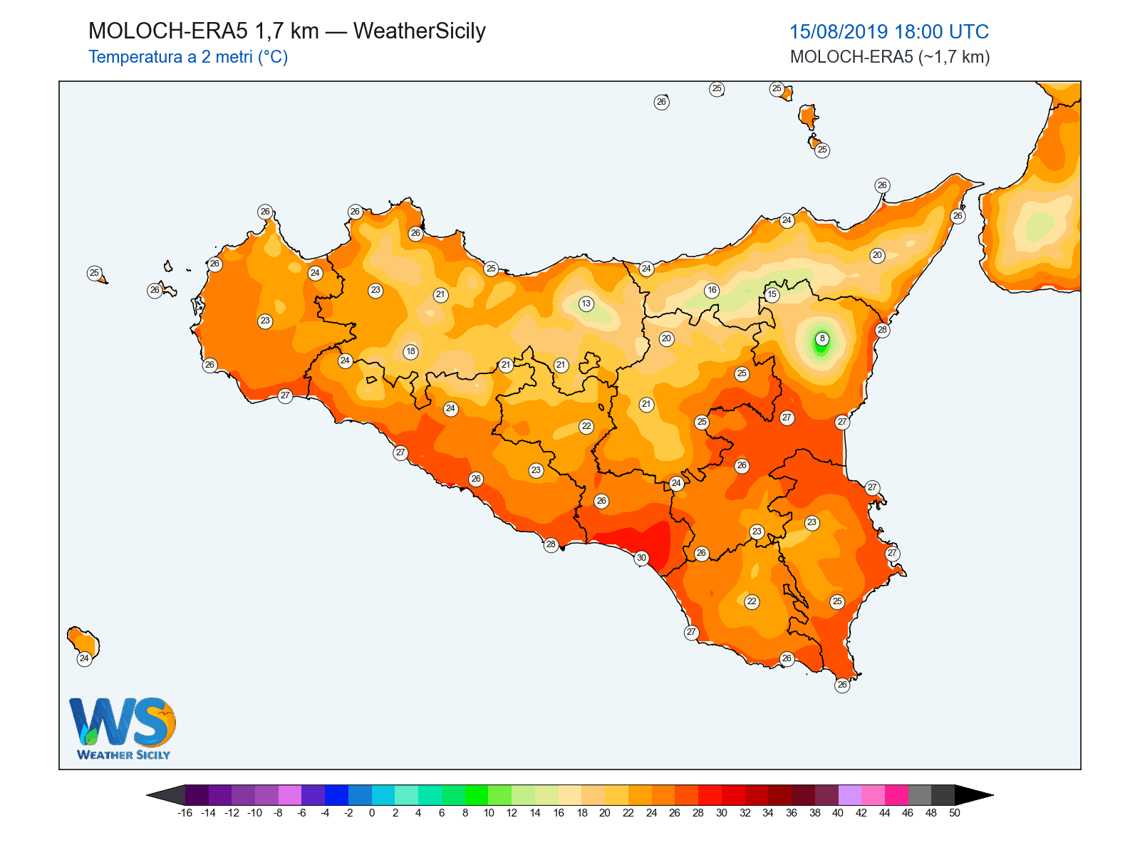 Temperatura a 2 metri · 2019081518