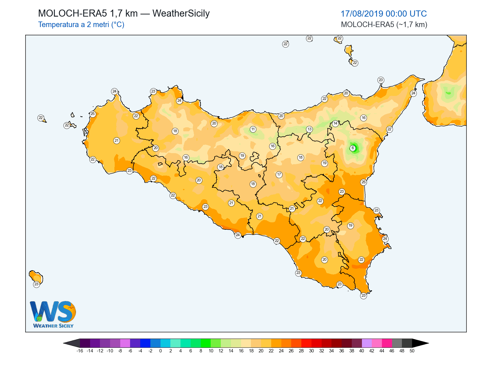 Temperatura a 2 metri · 2019081700