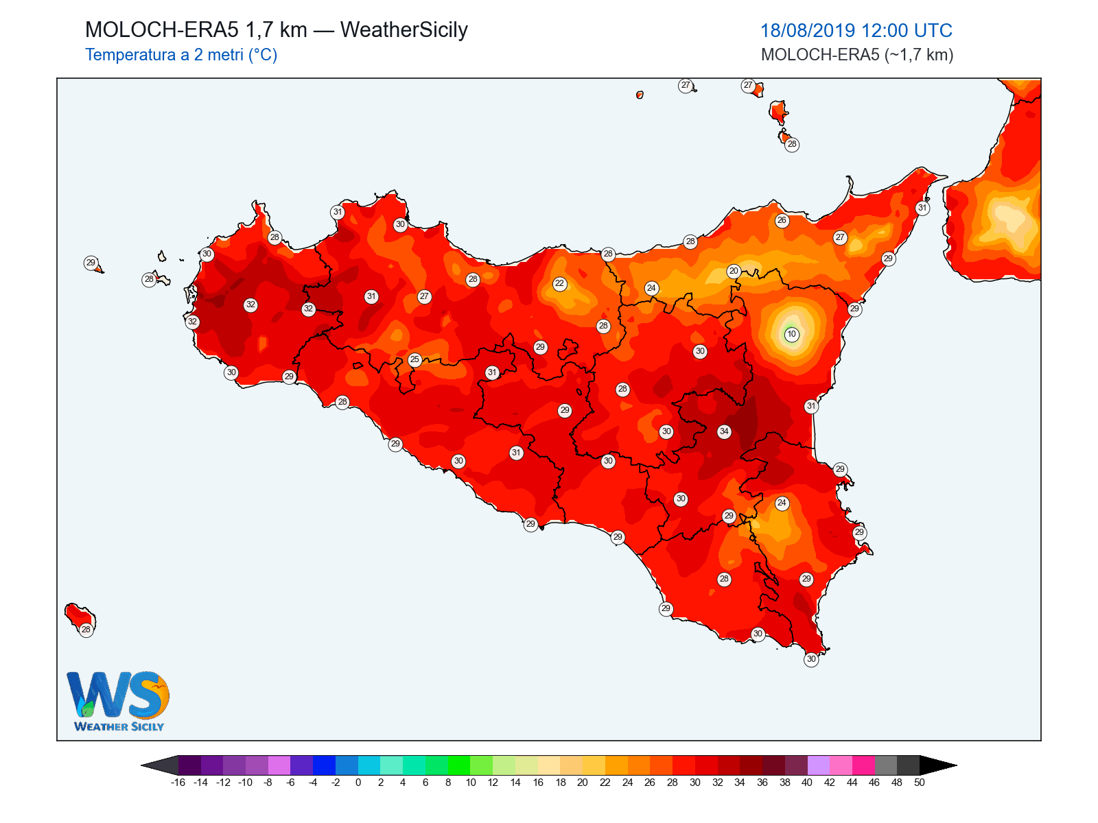 Temperatura a 2 metri · 2019081812