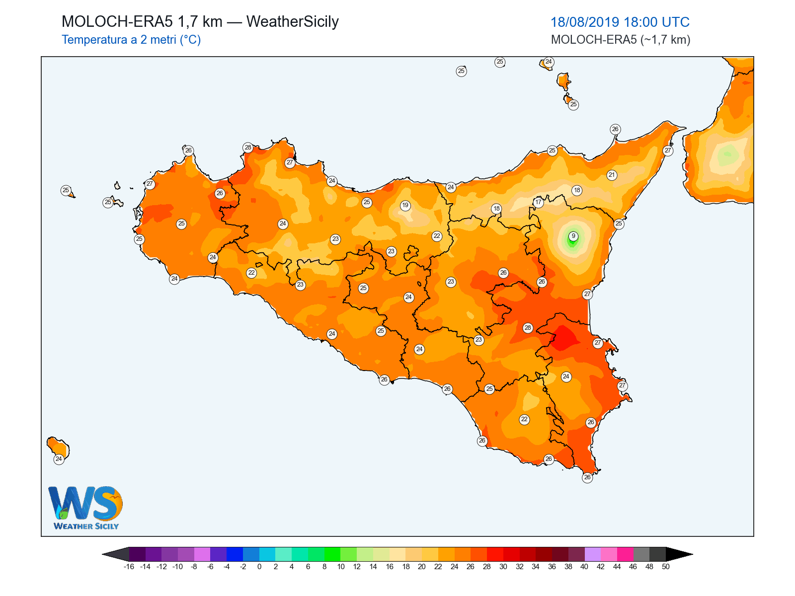 Temperatura a 2 metri · 2019081818