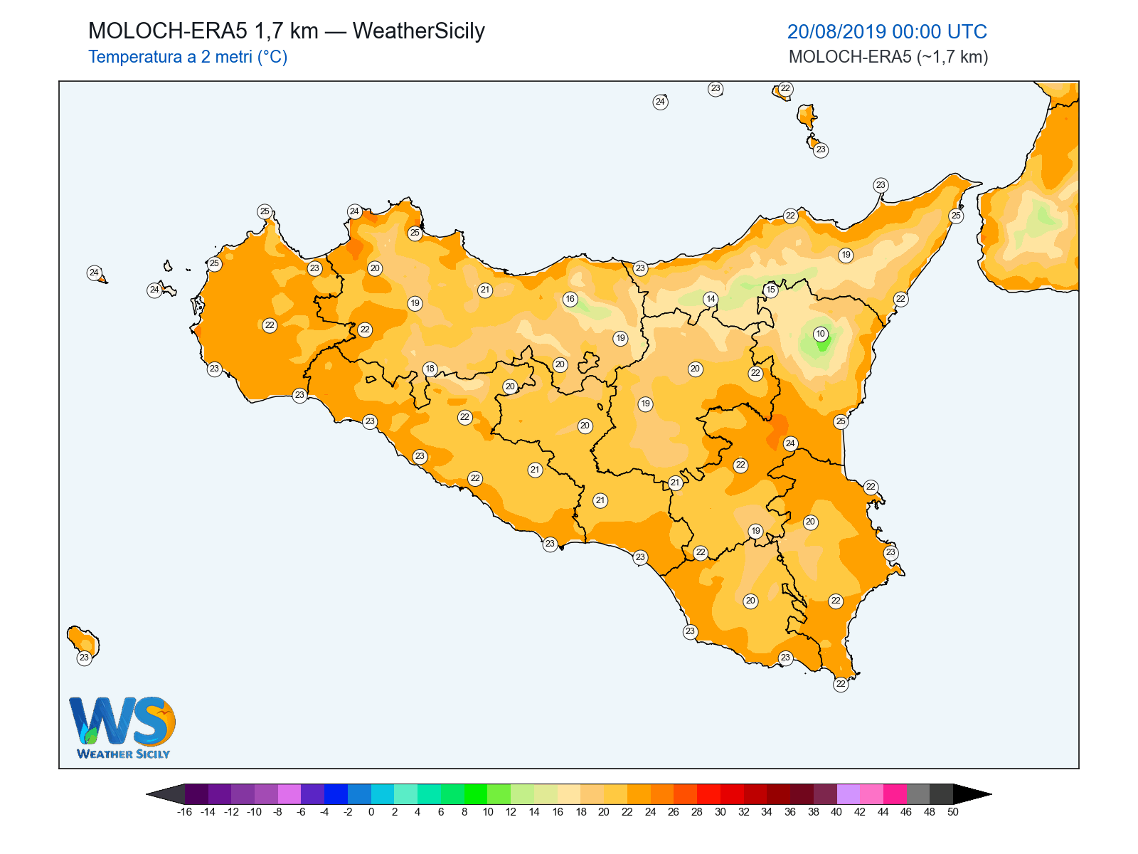 Temperatura a 2 metri · 2019082000