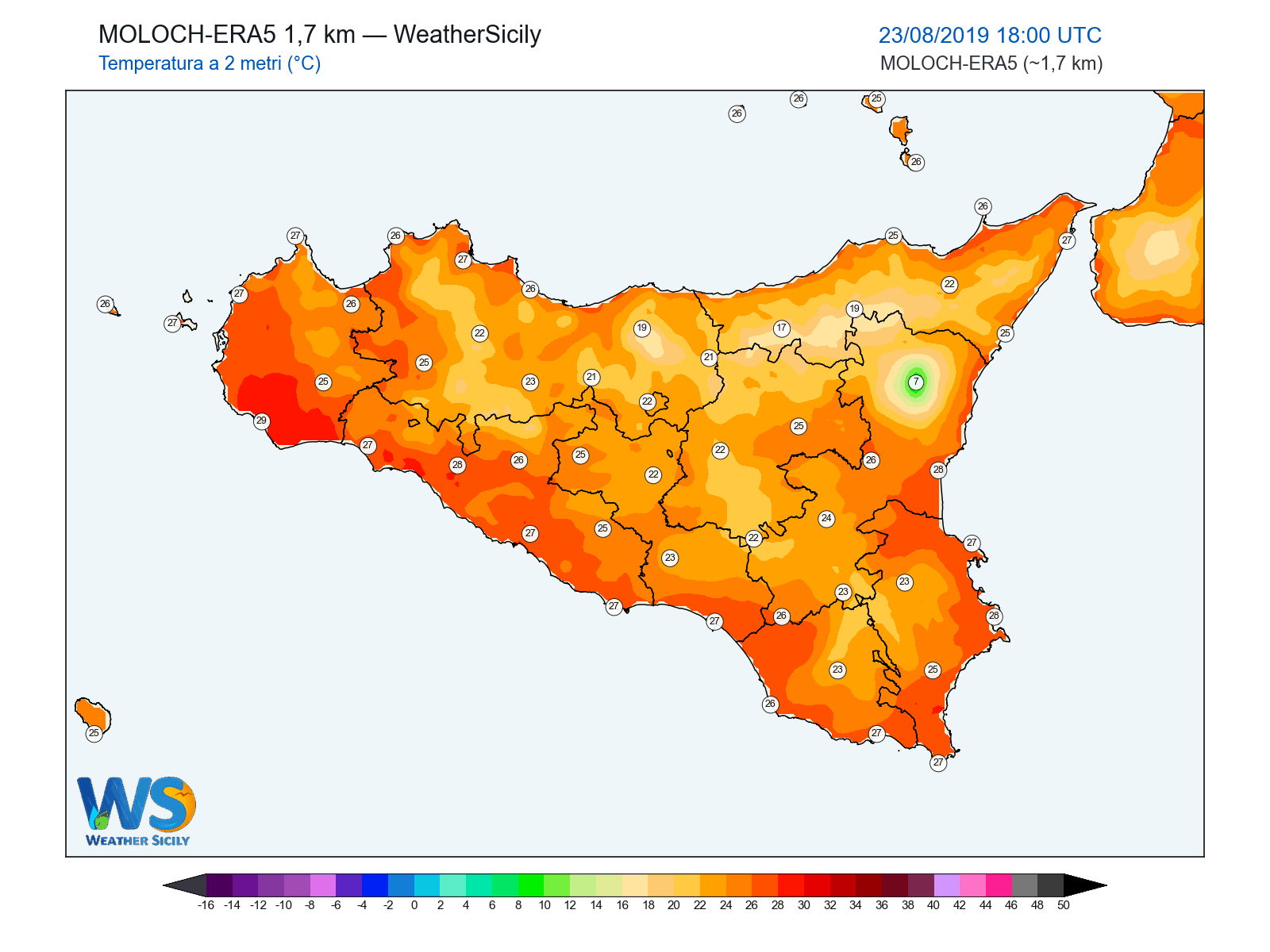 Temperatura a 2 metri · 2019082318