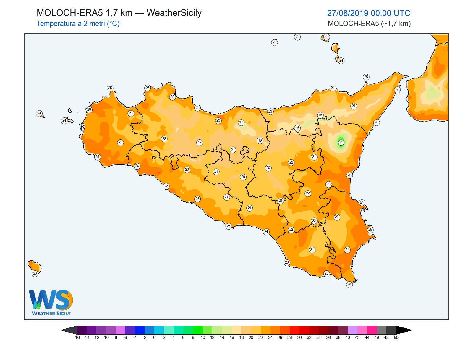 Temperatura a 2 metri · 2019082700