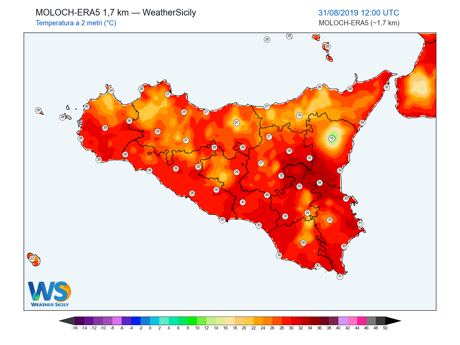 Temperatura a 2 metri · 2019083112