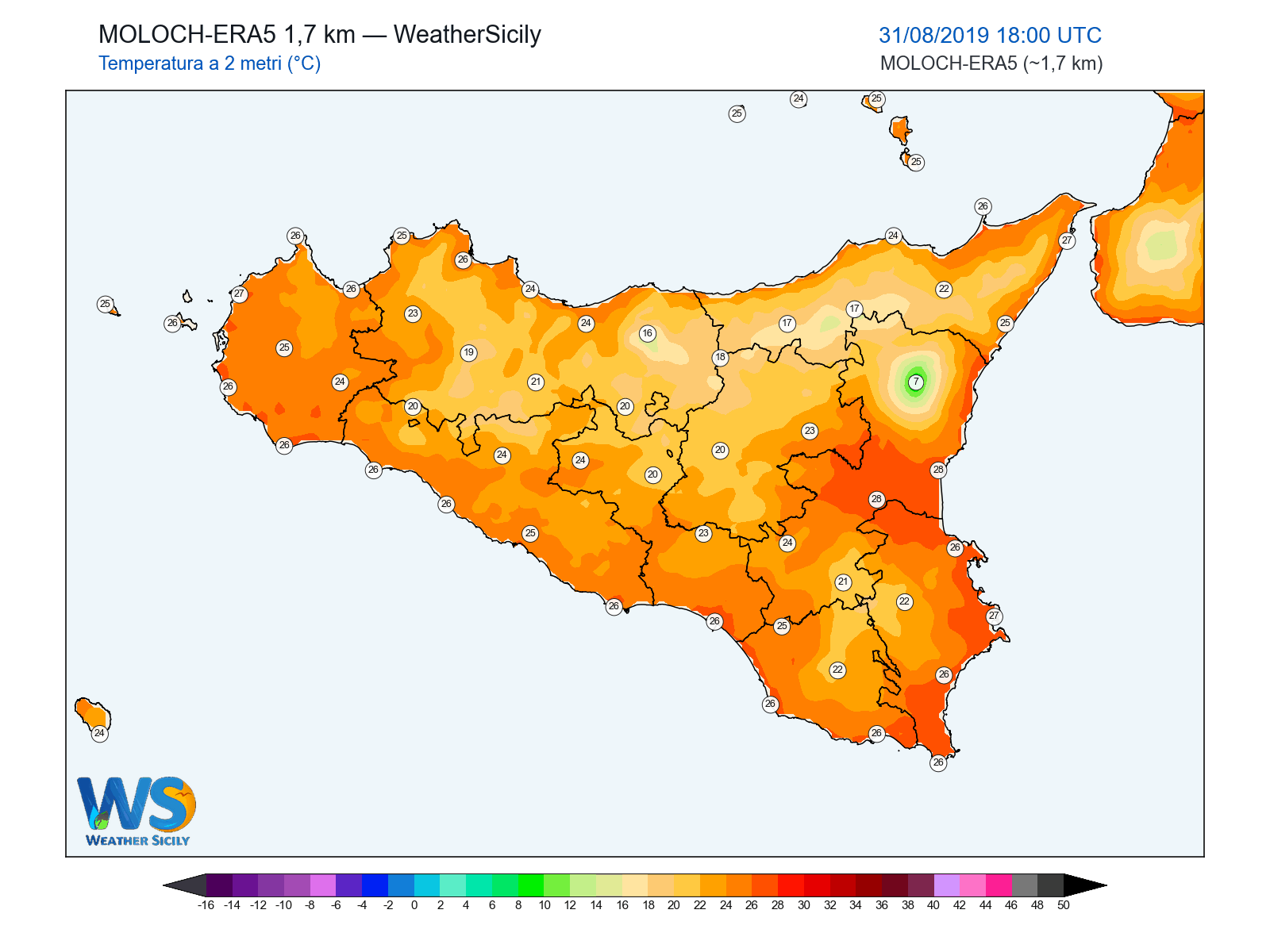 Temperatura a 2 metri · 2019083118