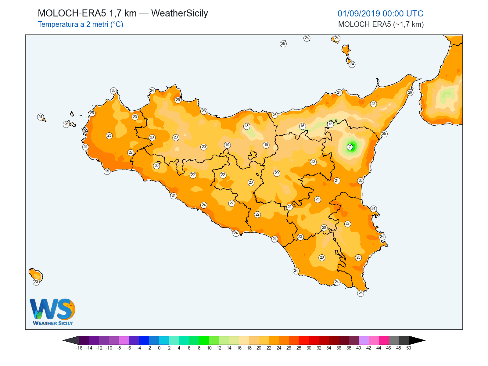 Temperatura a 2 metri · 2019090100