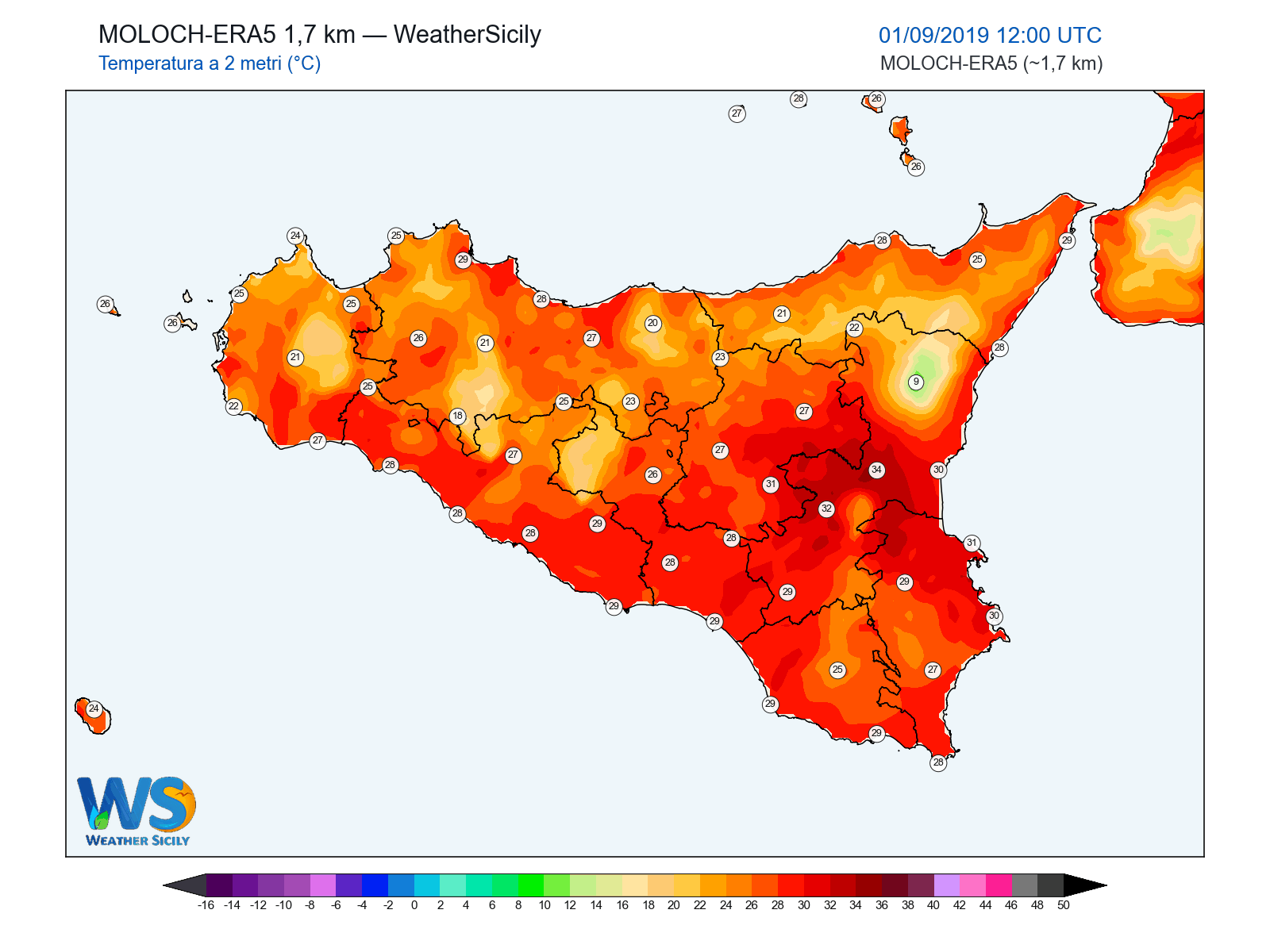 Temperatura a 2 metri · 2019090112