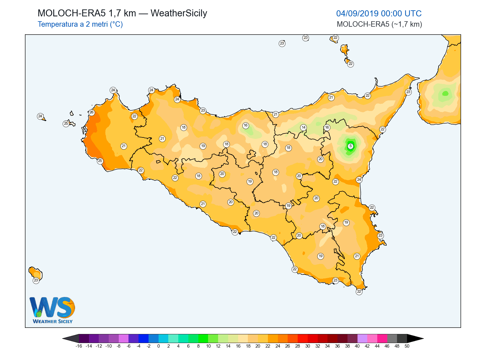 Temperatura a 2 metri · 2019090400