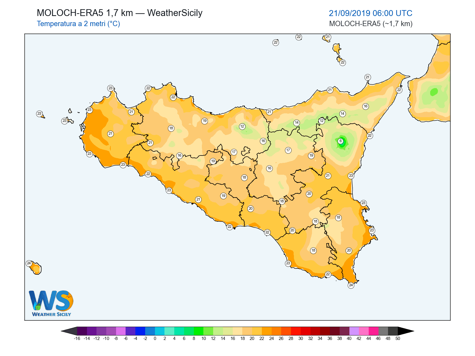 Temperatura a 2 metri · 2019092106