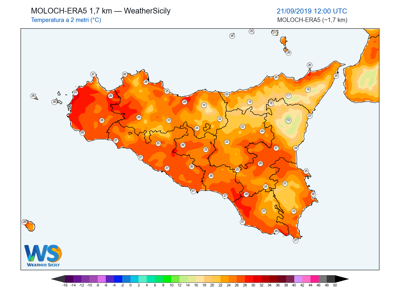 Temperatura a 2 metri · 2019092112