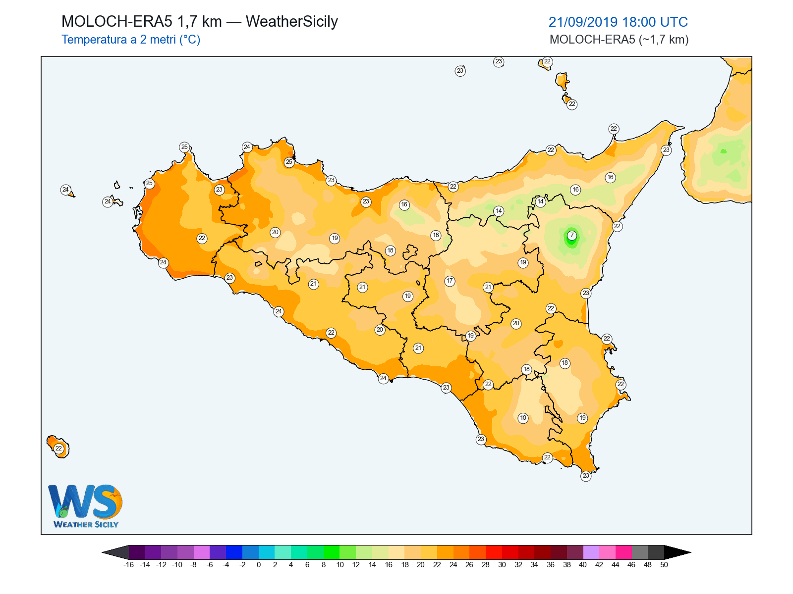 Temperatura a 2 metri · 2019092118