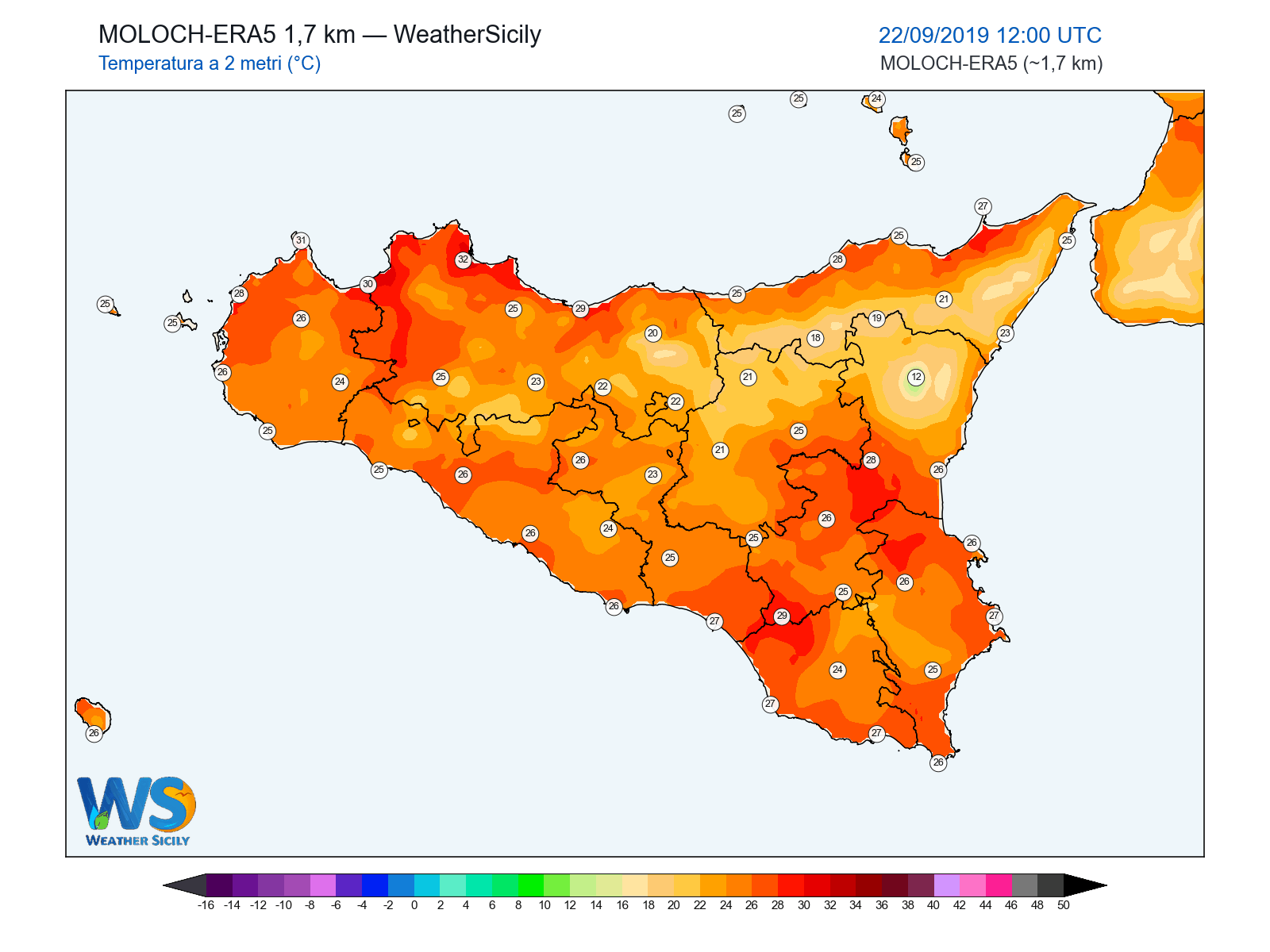 Temperatura a 2 metri · 2019092212