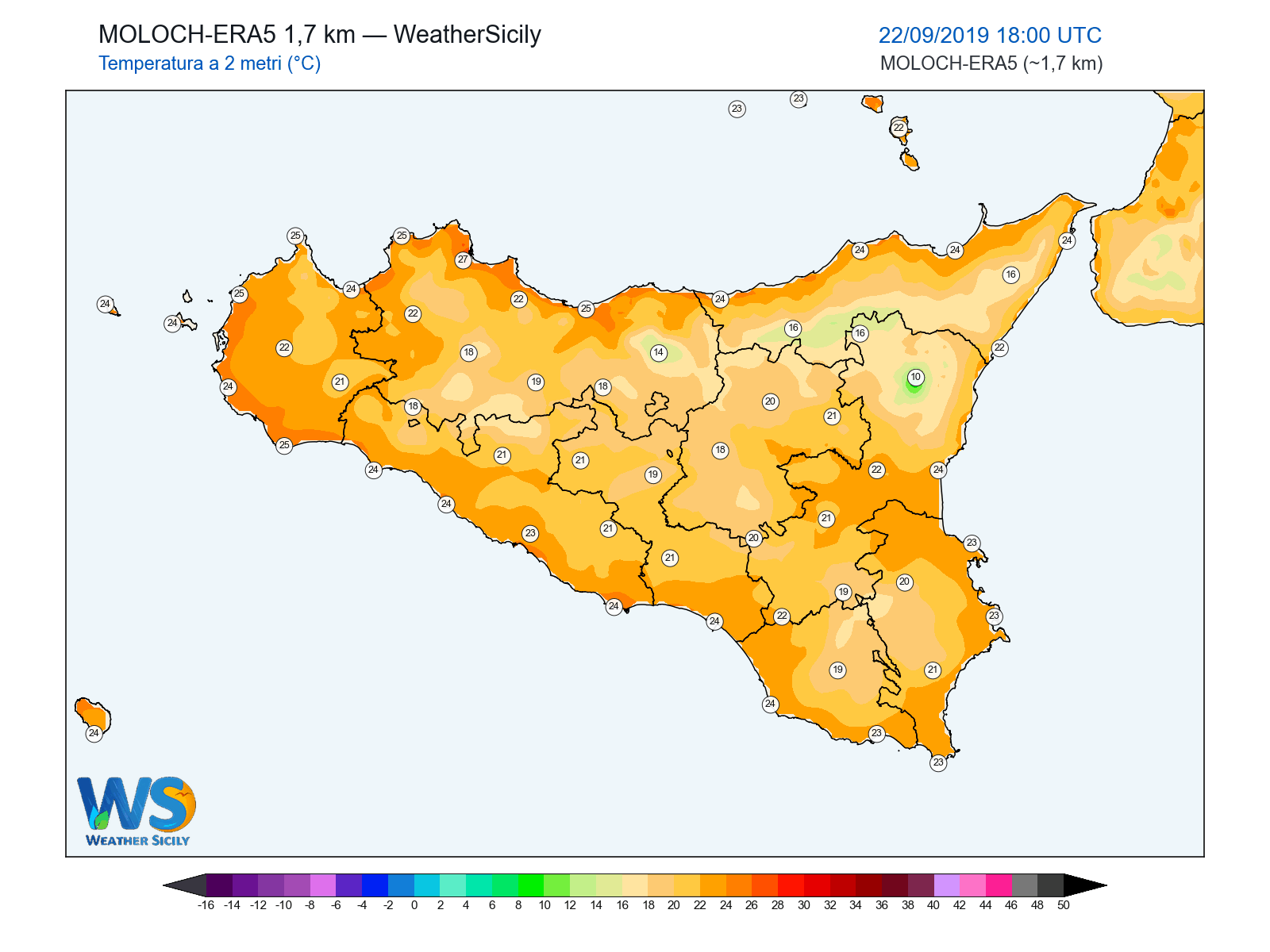 Temperatura a 2 metri · 2019092218