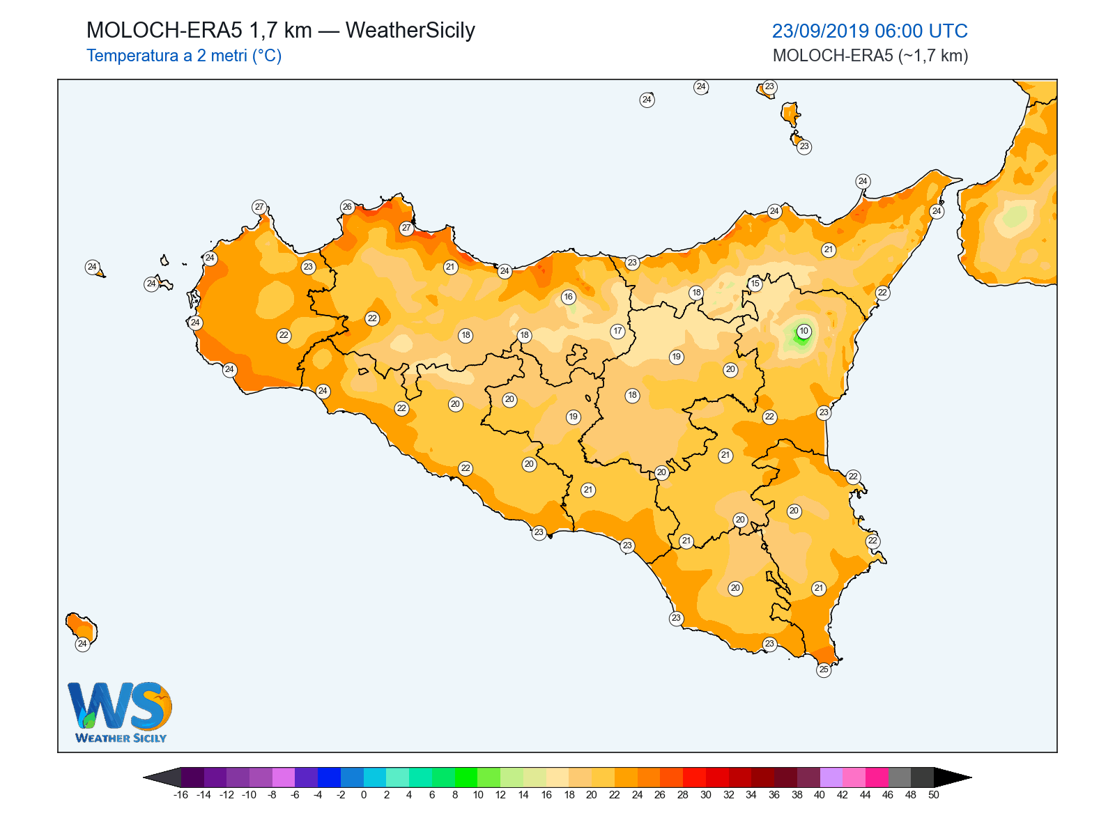 Temperatura a 2 metri · 2019092306