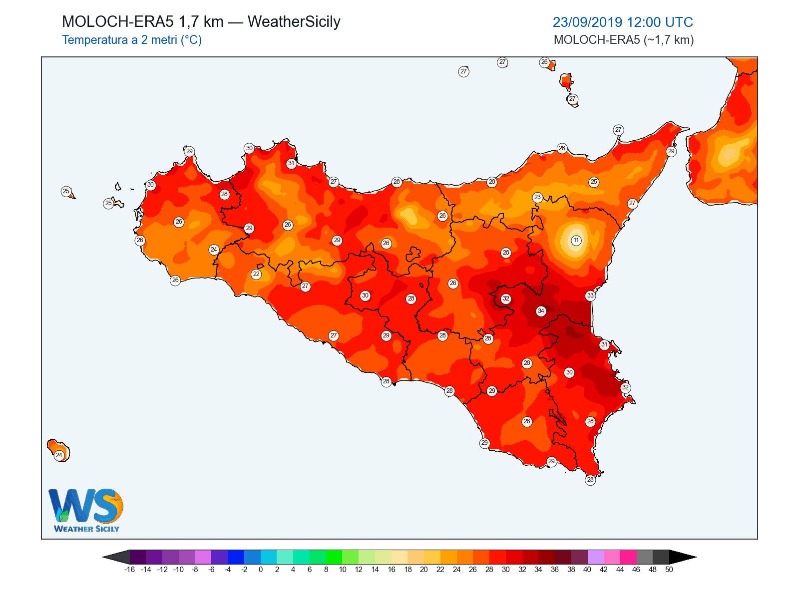 Temperatura a 2 metri · 2019092312