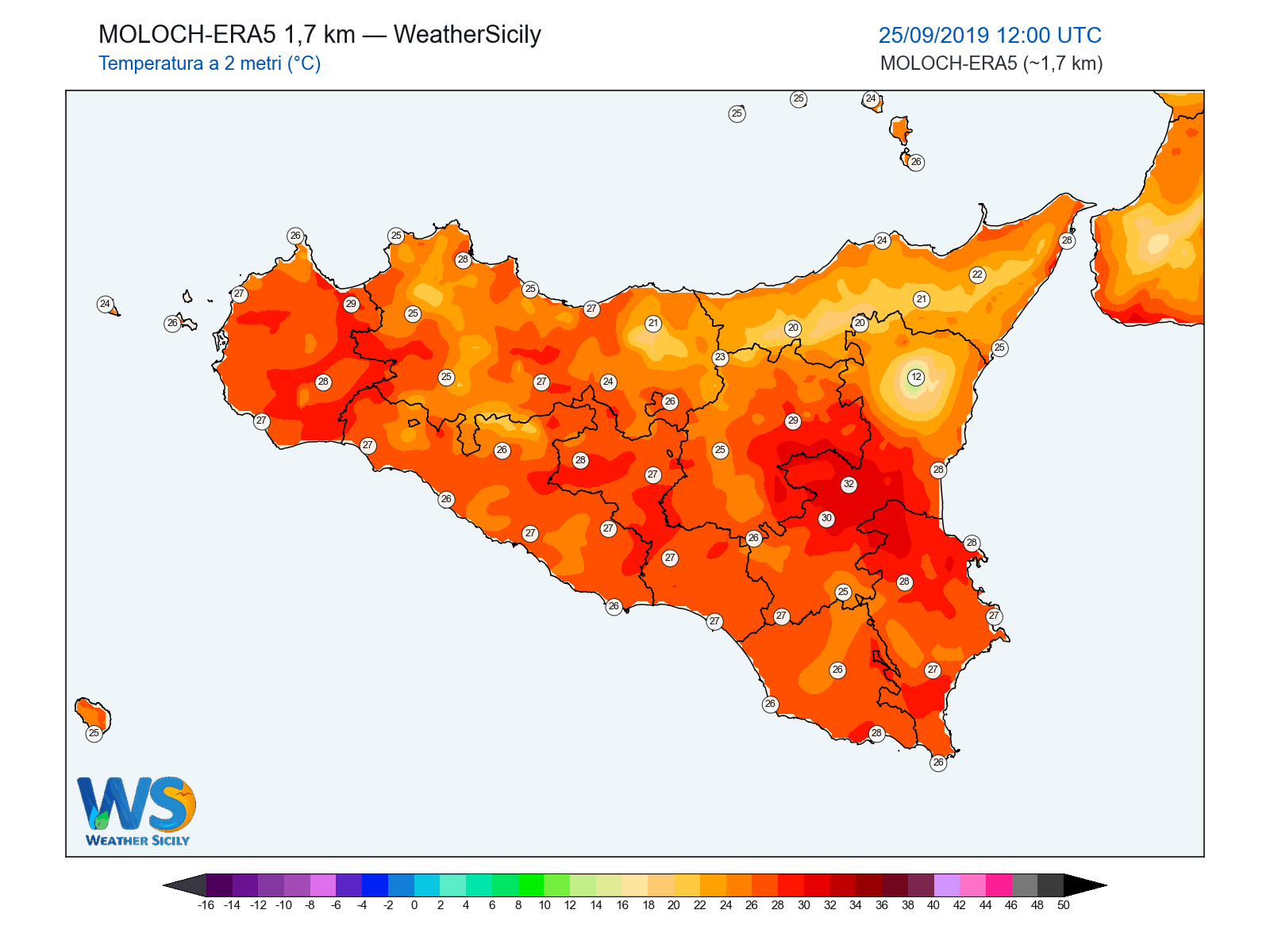 Temperatura a 2 metri · 2019092512