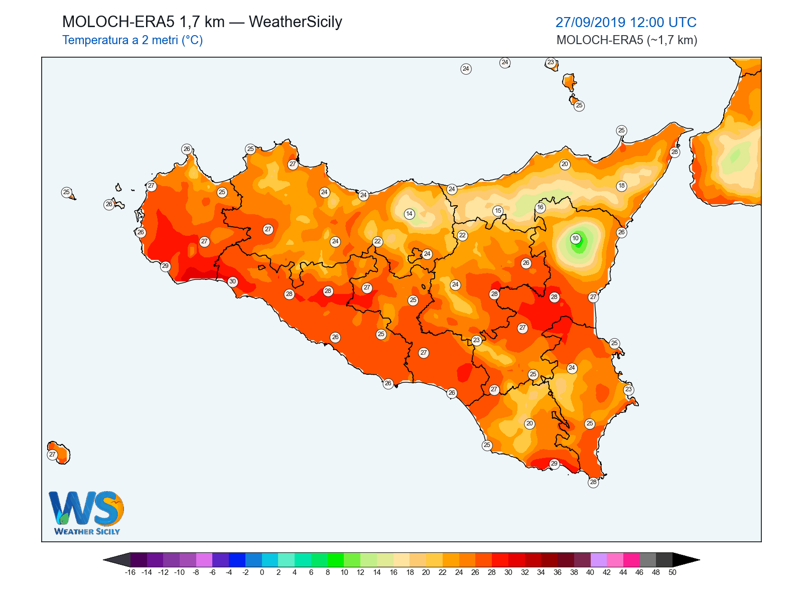Temperatura a 2 metri · 2019092712