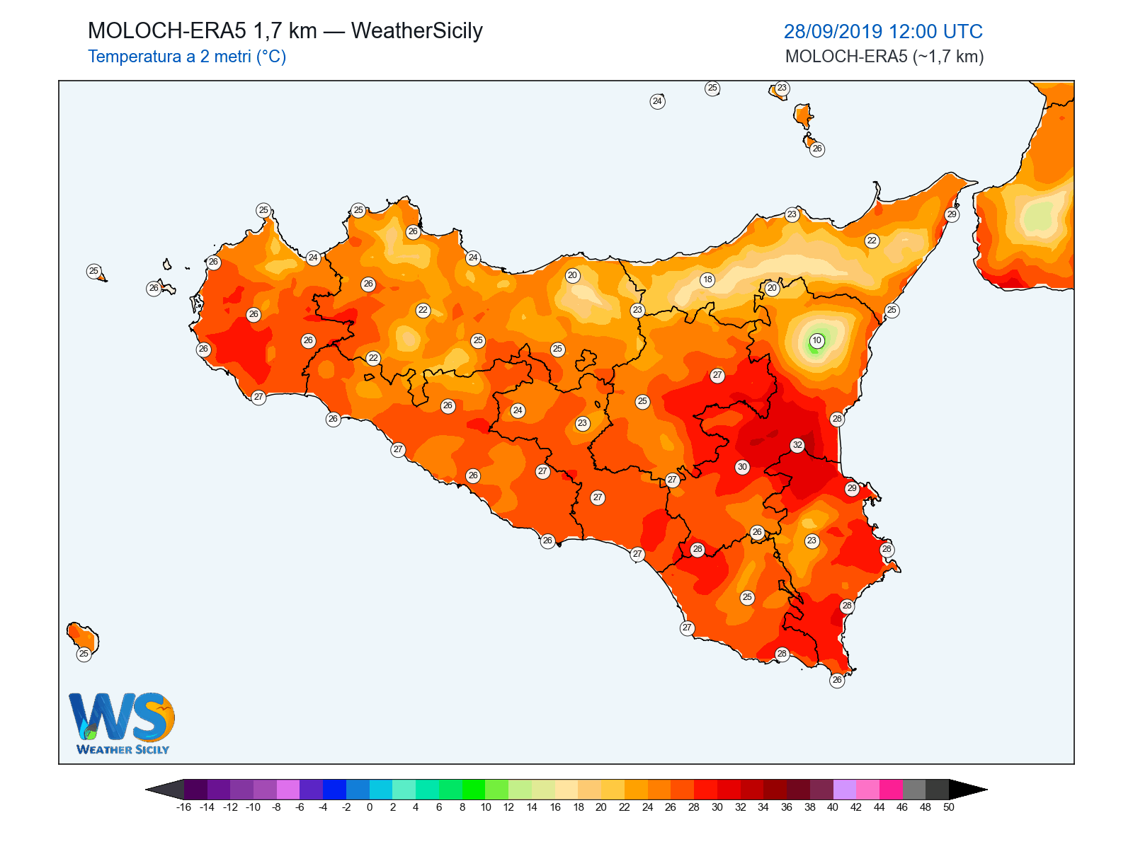 Temperatura a 2 metri · 2019092812