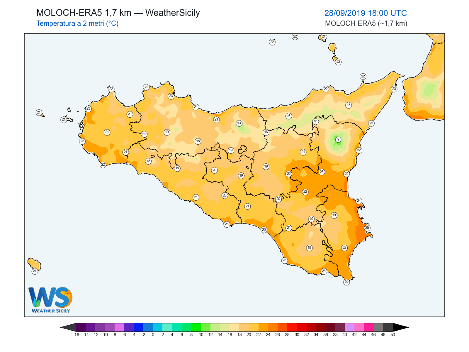 Temperatura a 2 metri · 2019092818