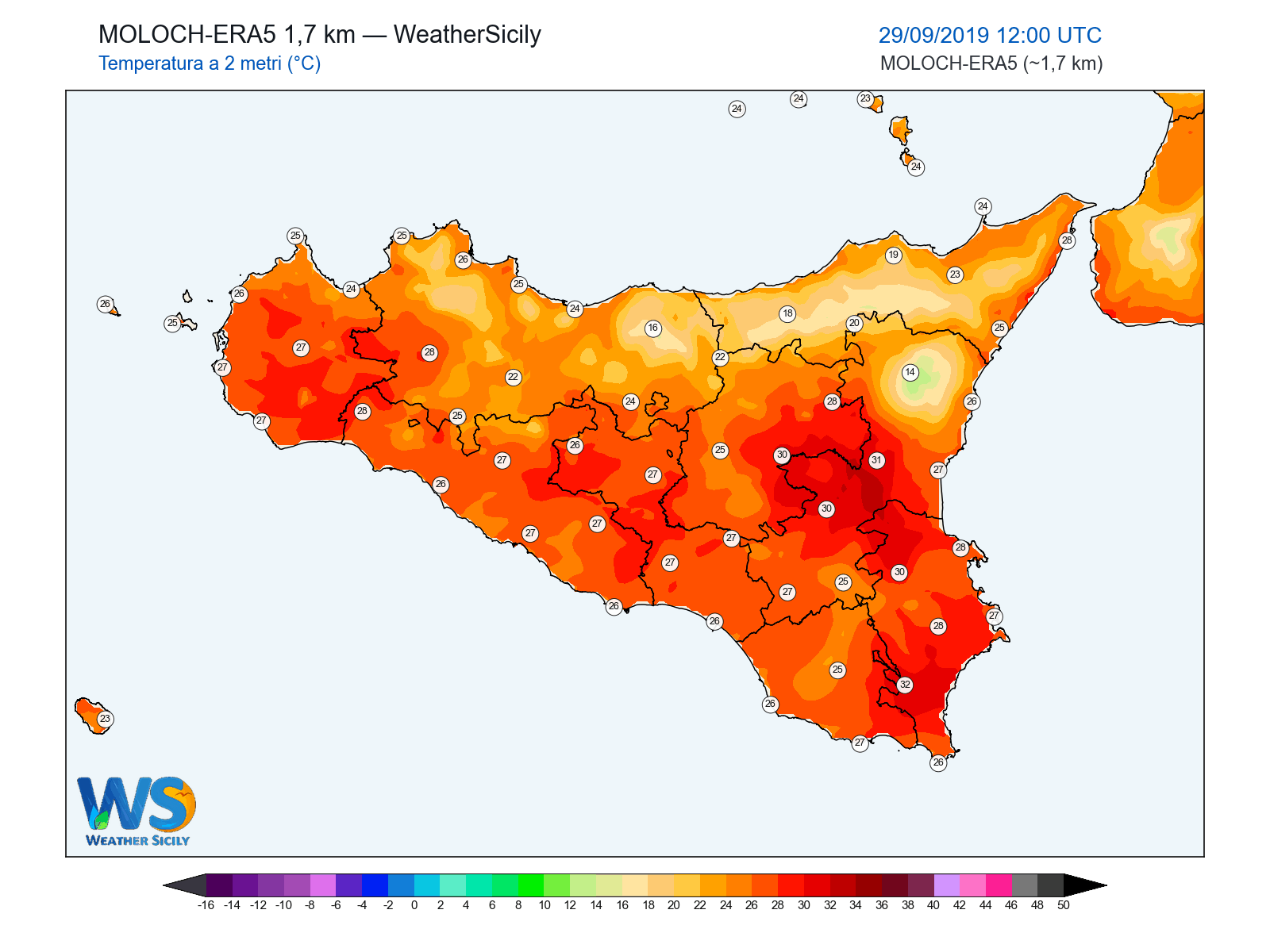 Temperatura a 2 metri · 2019092912