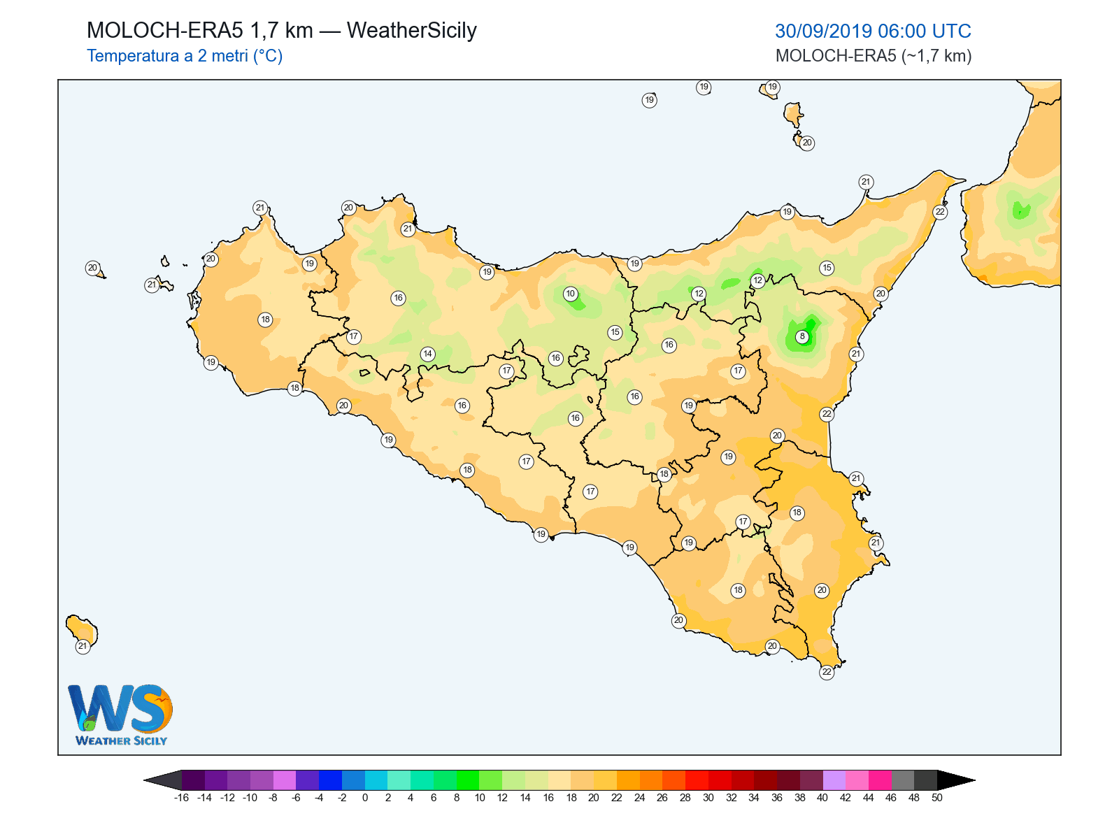Temperatura a 2 metri · 2019093006