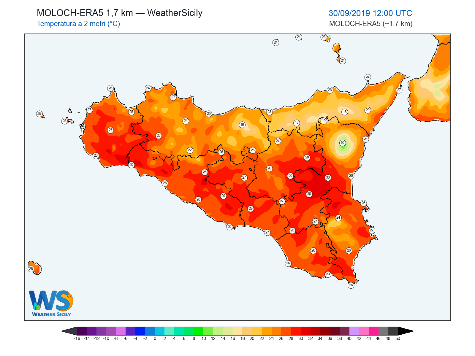 Temperatura a 2 metri · 2019093012