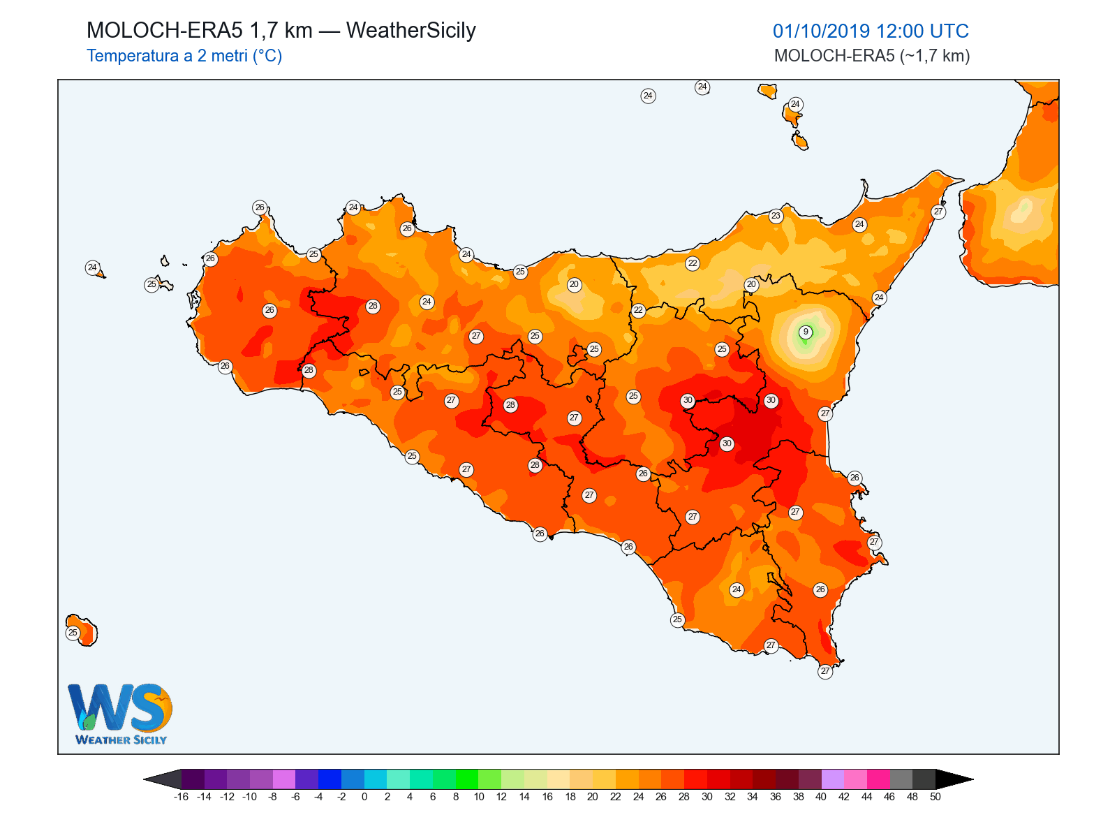 Temperatura a 2 metri · 2019100112