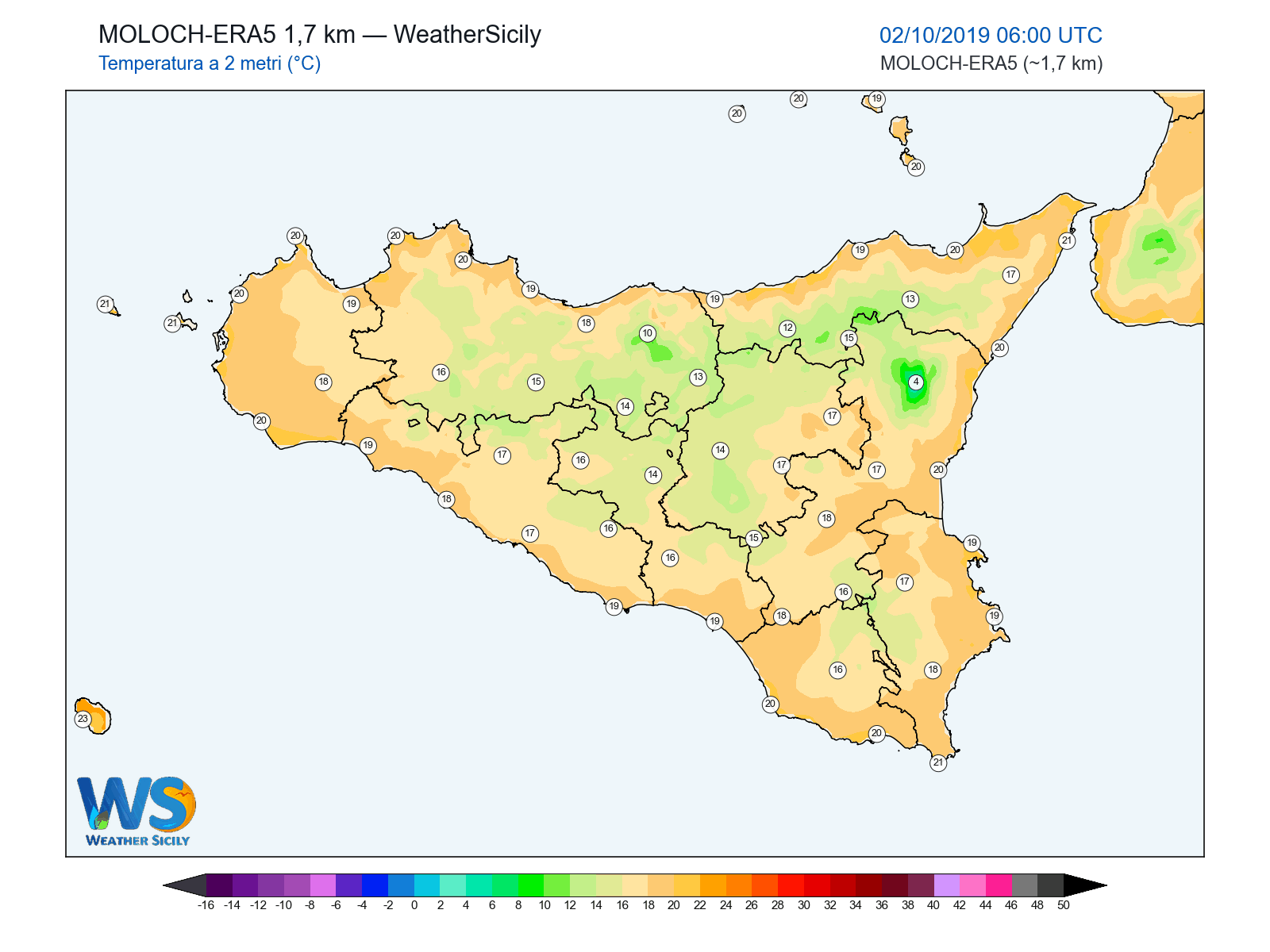 Temperatura a 2 metri · 2019100206