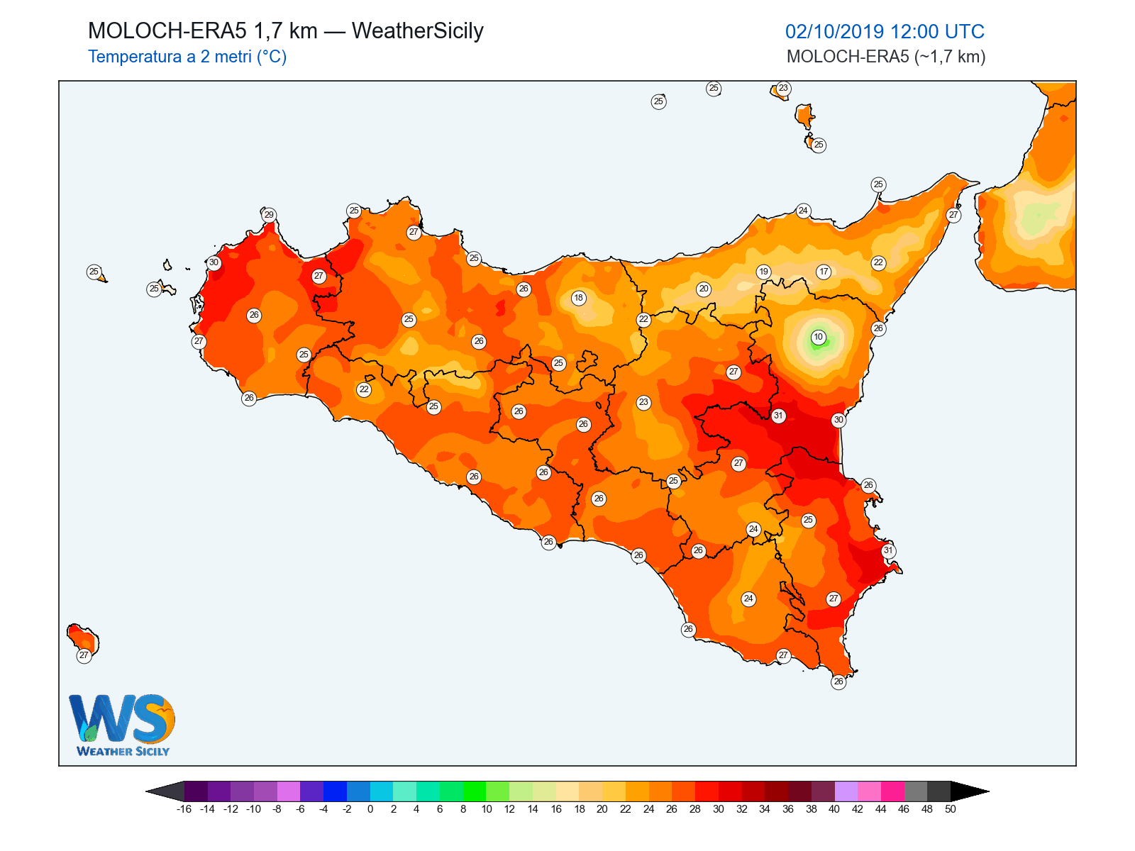 Temperatura a 2 metri · 2019100212