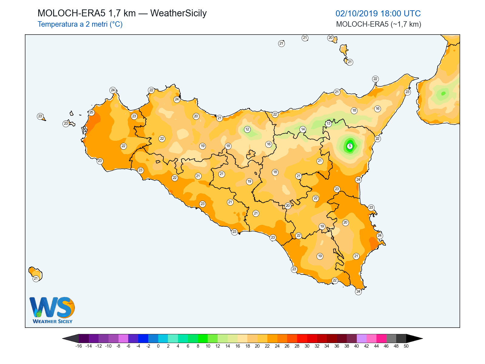Temperatura a 2 metri · 2019100218