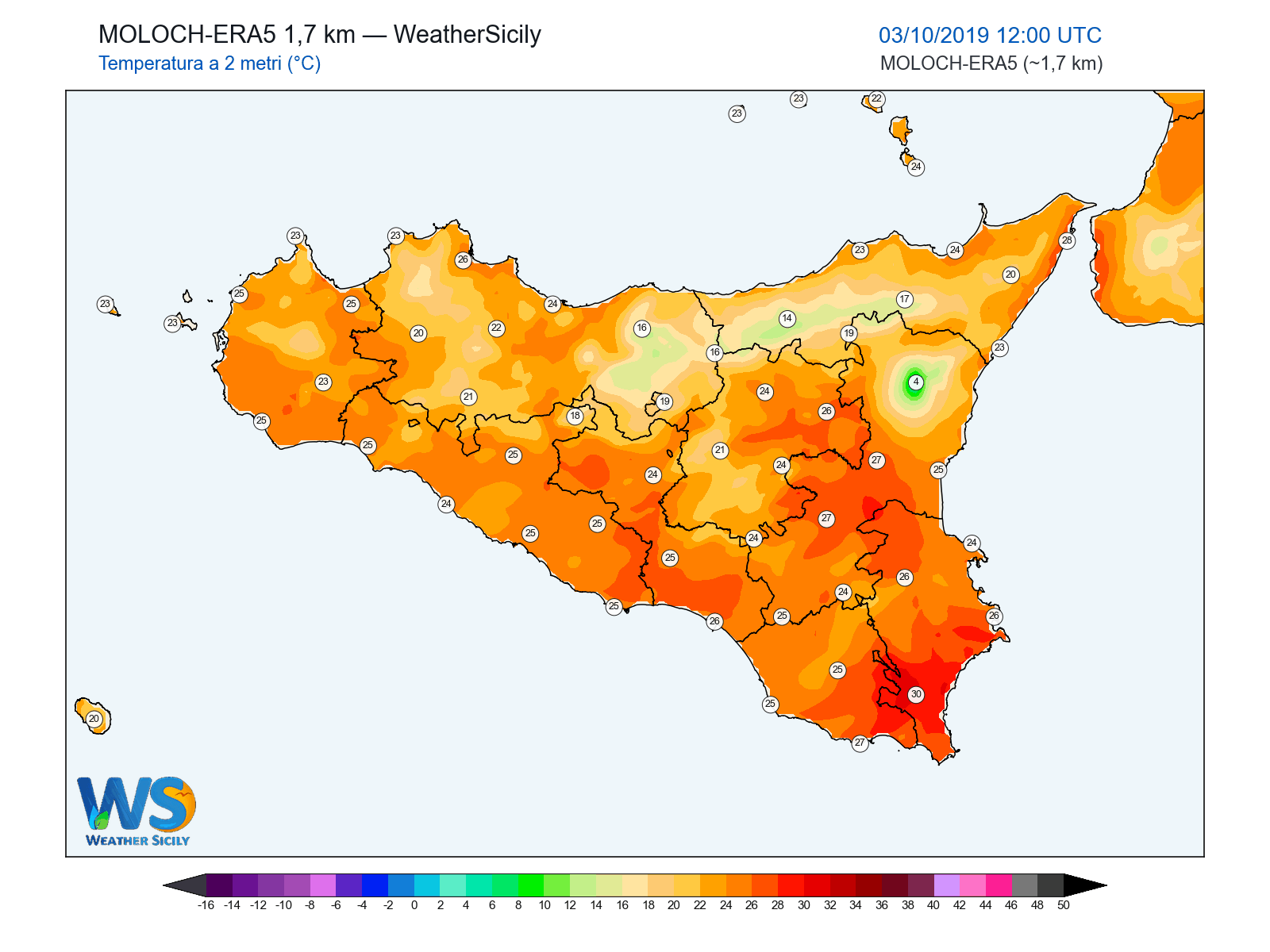 Temperatura a 2 metri · 2019100312