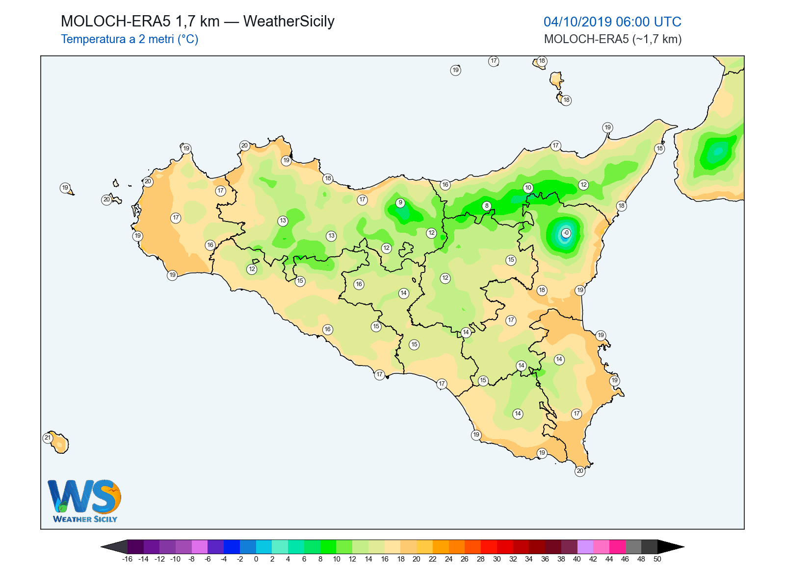 Temperatura a 2 metri · 2019100406