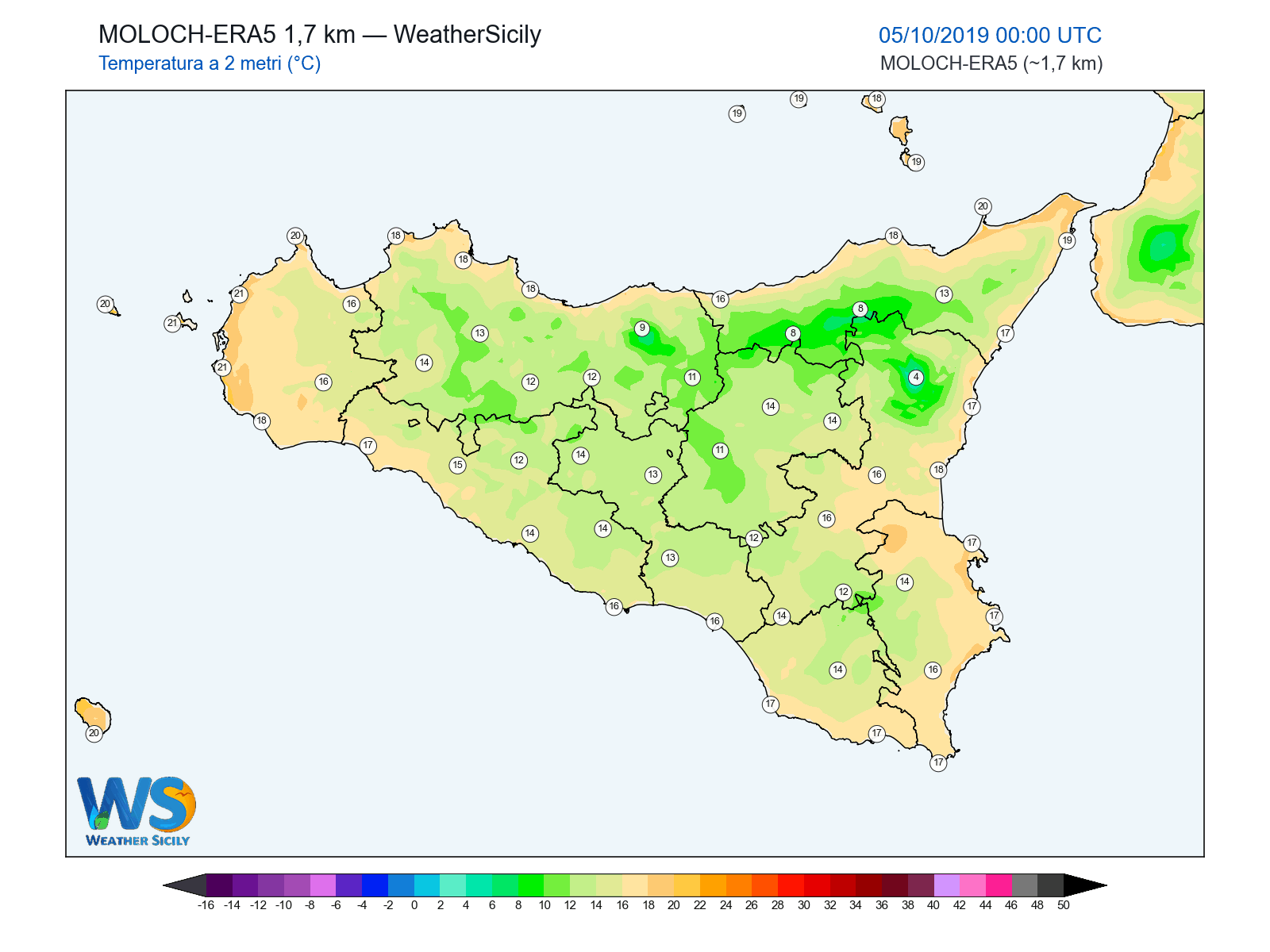 Temperatura a 2 metri · 2019100500