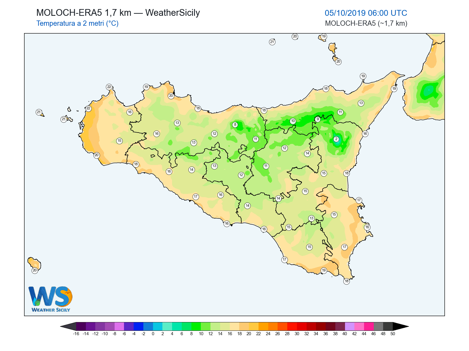 Temperatura a 2 metri · 2019100506