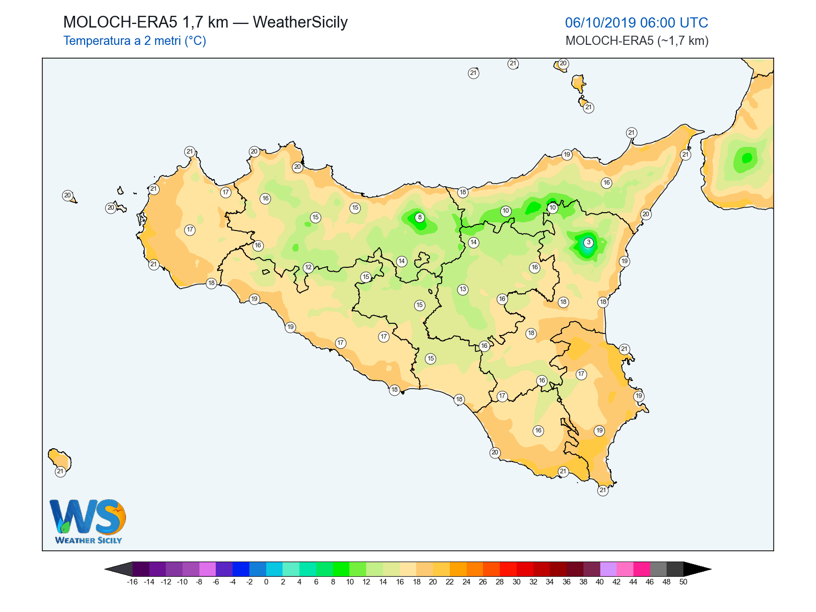 Temperatura a 2 metri · 2019100606
