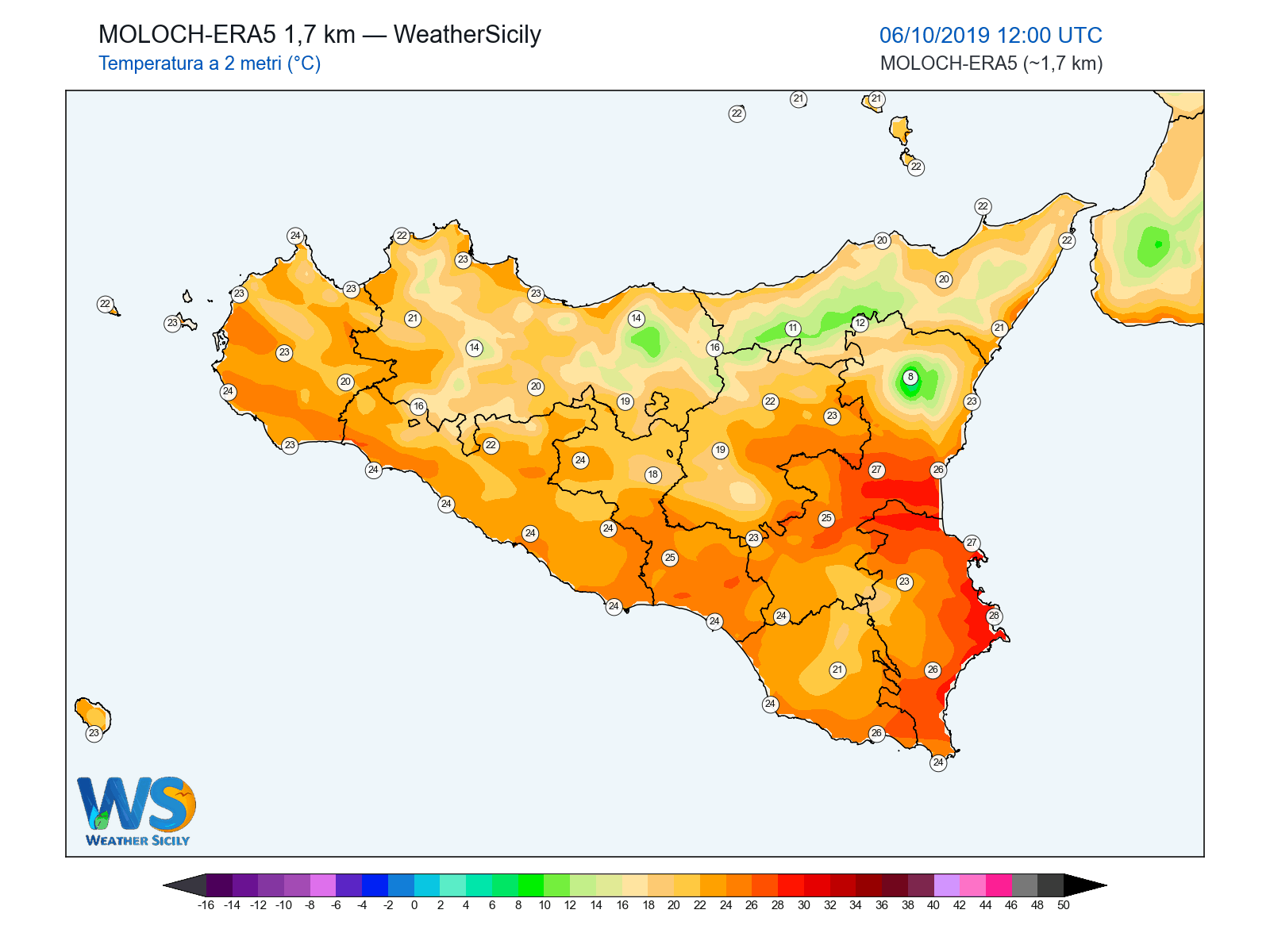 Temperatura a 2 metri · 2019100612