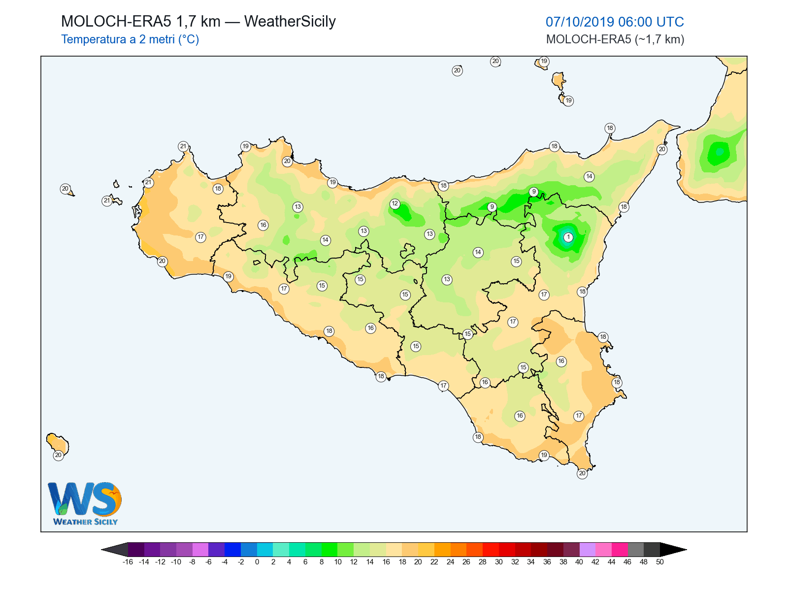 Temperatura a 2 metri · 2019100706