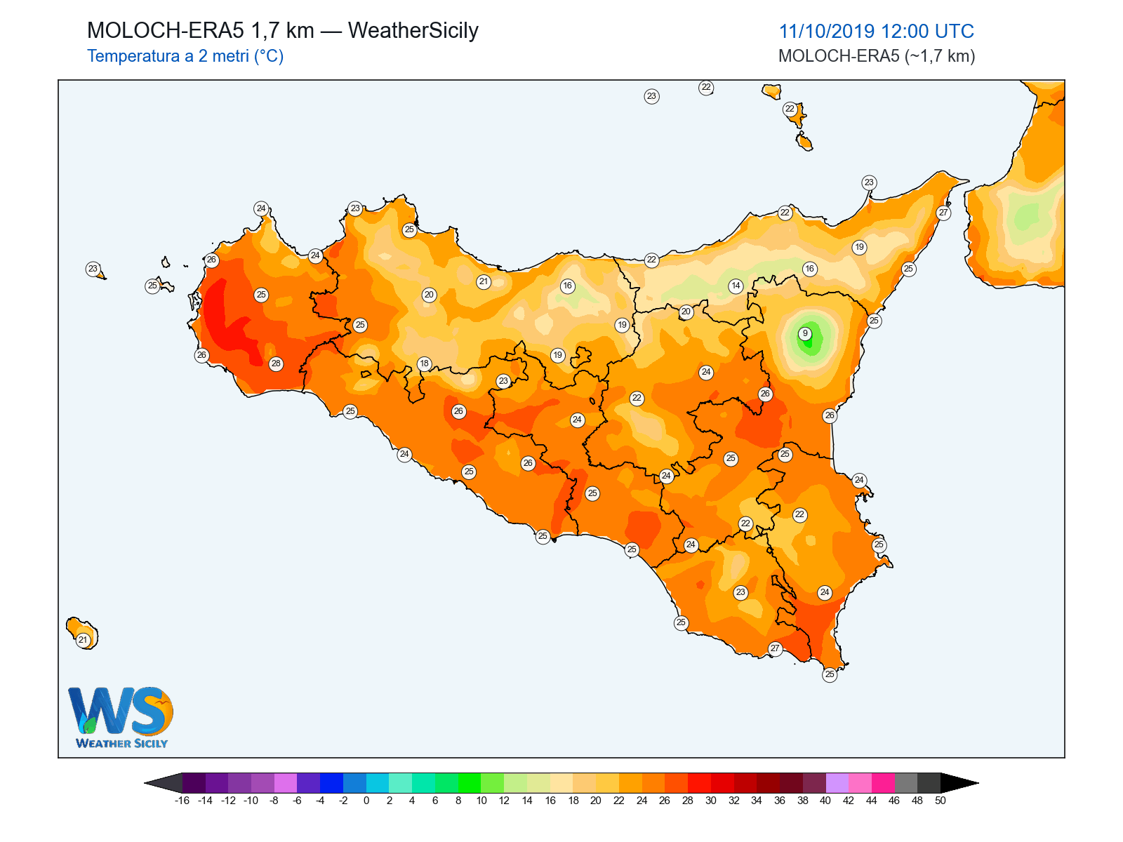 Temperatura a 2 metri · 2019101112