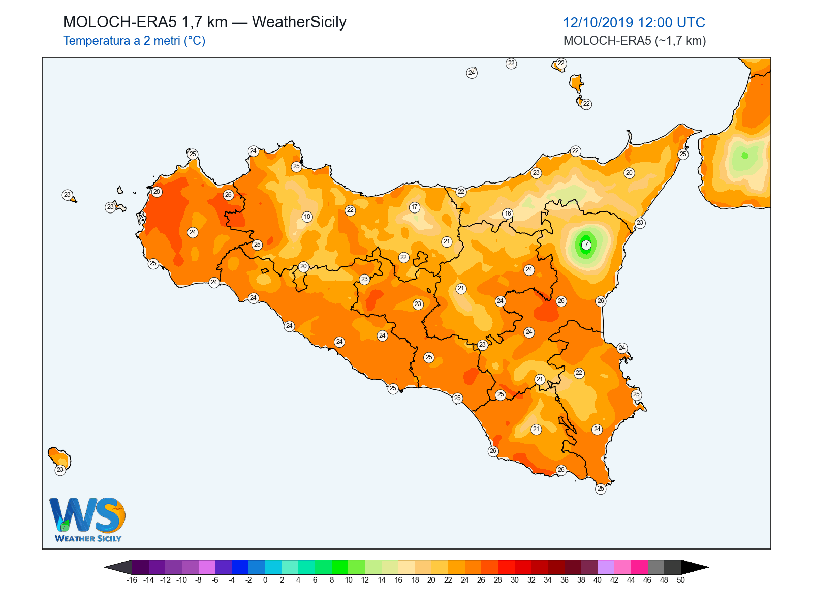 Temperatura a 2 metri · 2019101212