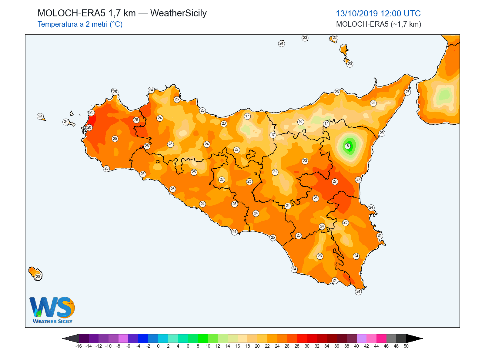 Temperatura a 2 metri · 2019101312