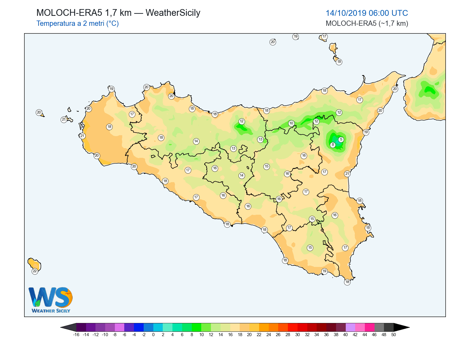 Temperatura a 2 metri · 2019101406