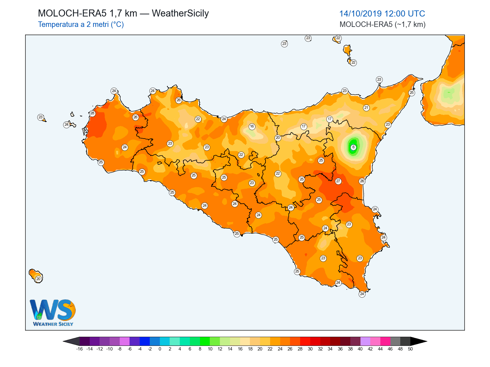 Temperatura a 2 metri · 2019101412