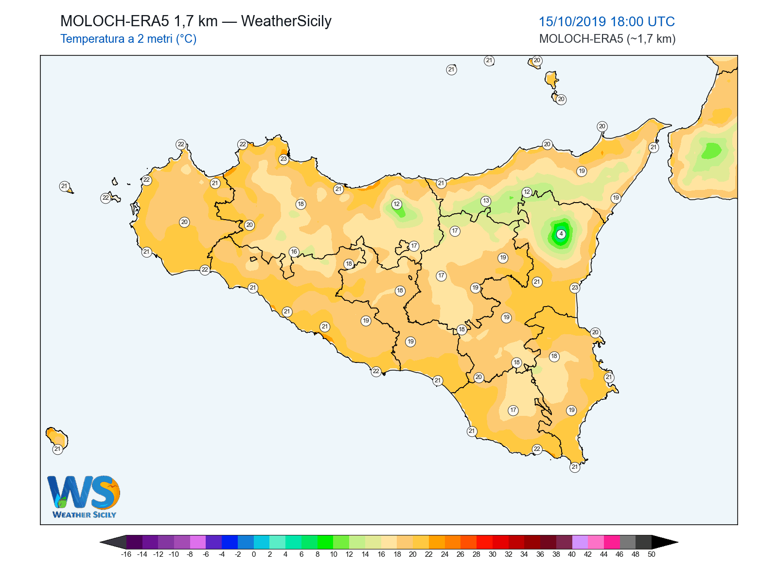 Temperatura a 2 metri · 2019101518