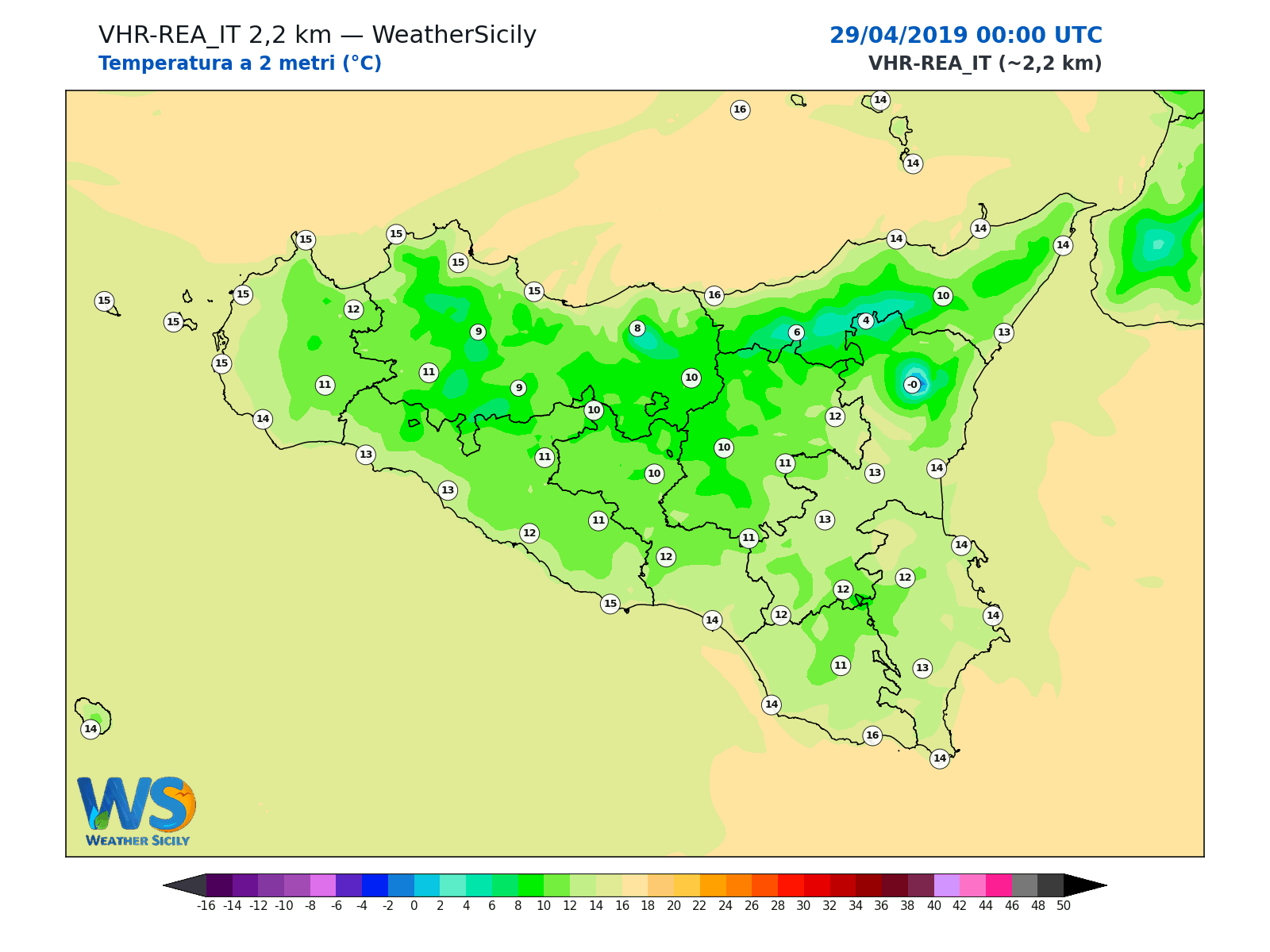 Temperatura a 2 metri · 2019042900