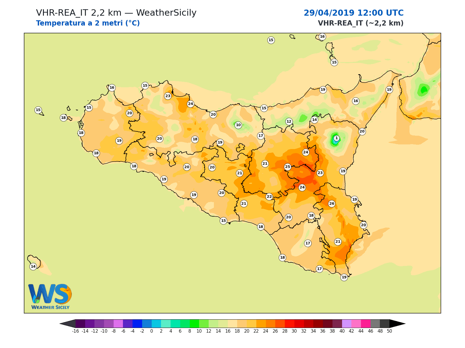 Temperatura a 2 metri · 2019042912